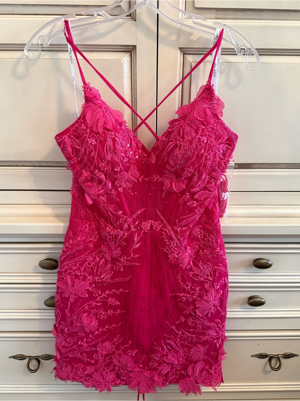 Women's Hot Pink Lace Embroidered dress